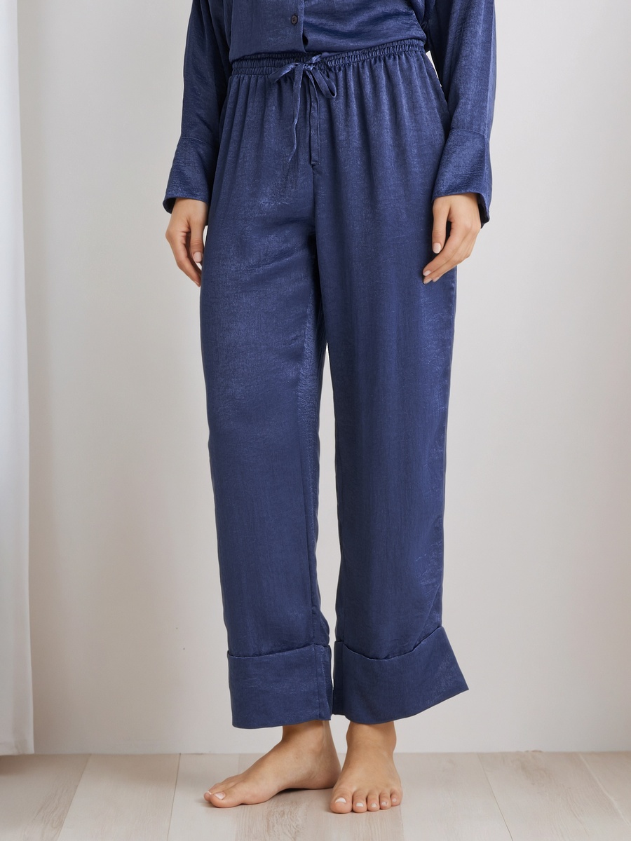 Polyester Collared Shirt and Pyjama Pants Set