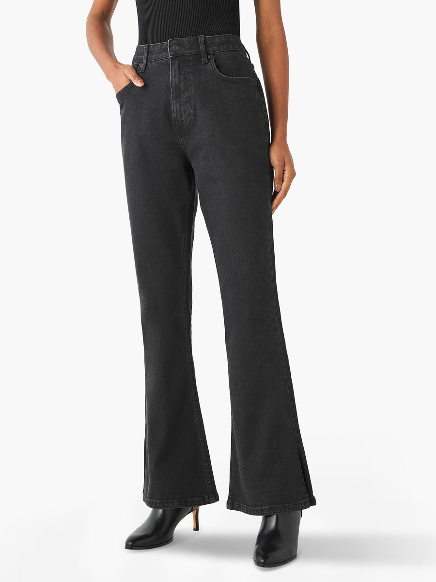 Flared High-Rise Cotton Jeans with Pockets