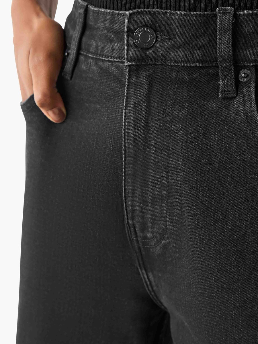 Flared High-Rise Cotton Jeans with Pockets