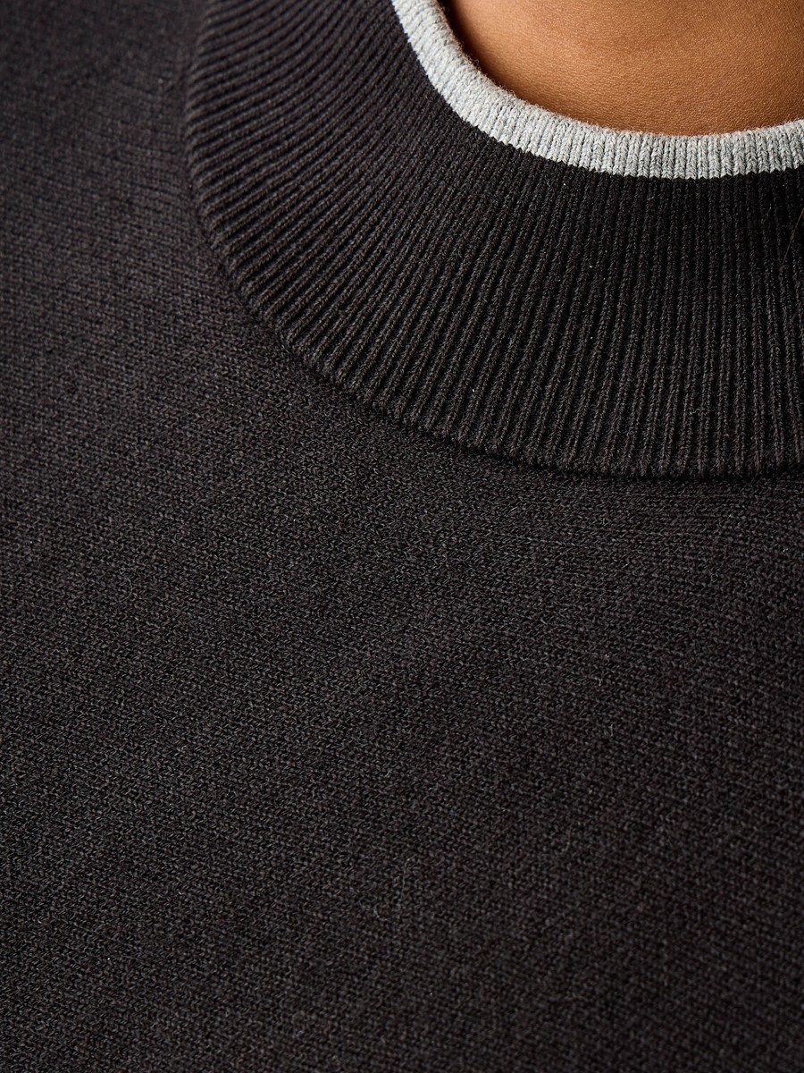 Relaxed Fit Contrast Border High Neck Poncho