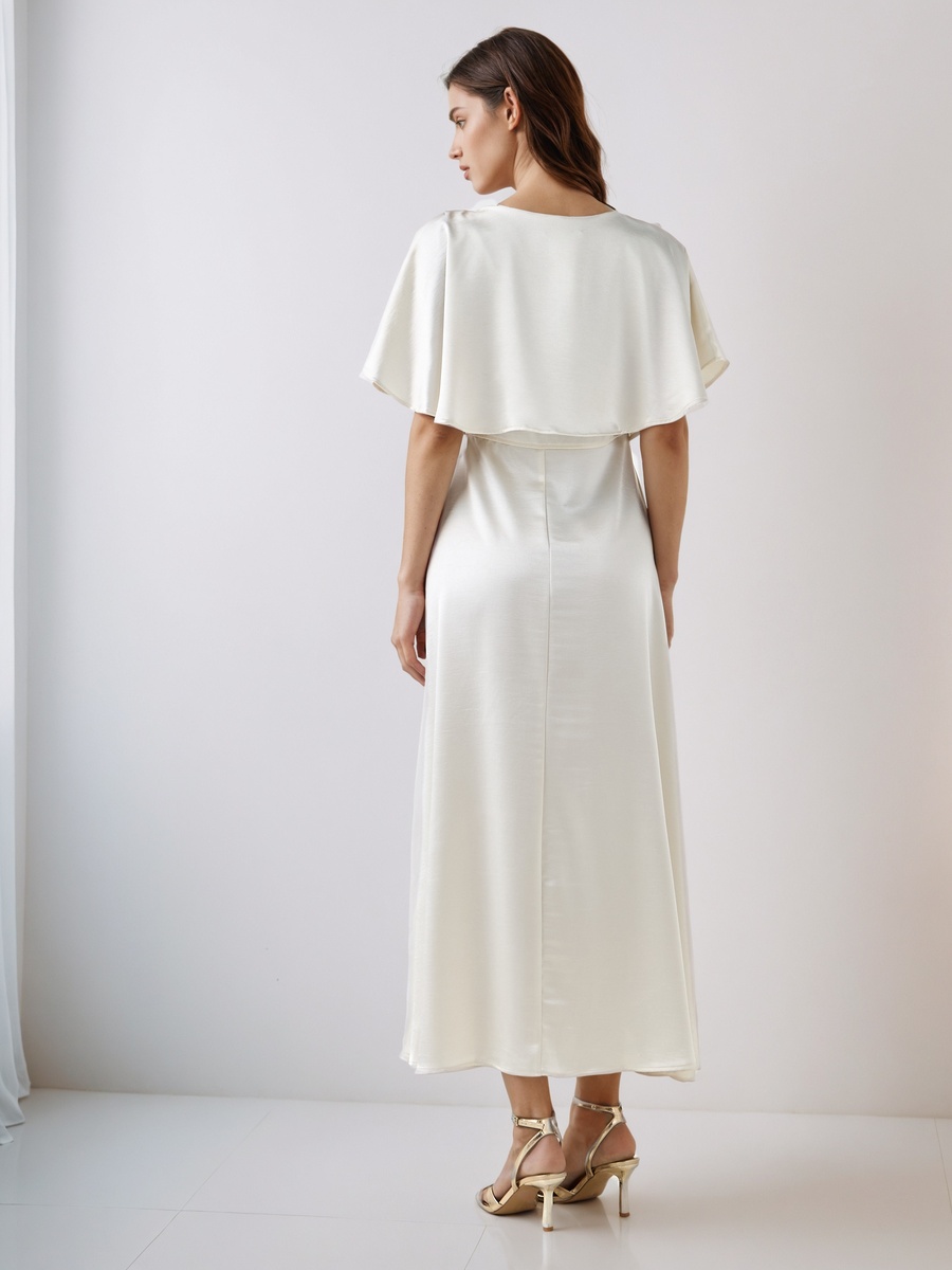 A-Line Maxi Viscose Dress with Overlay