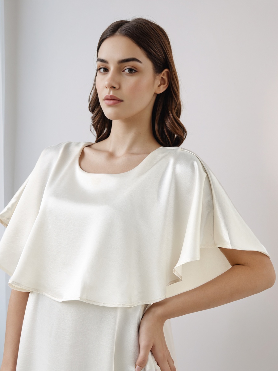 A-Line Maxi Viscose Dress with Overlay