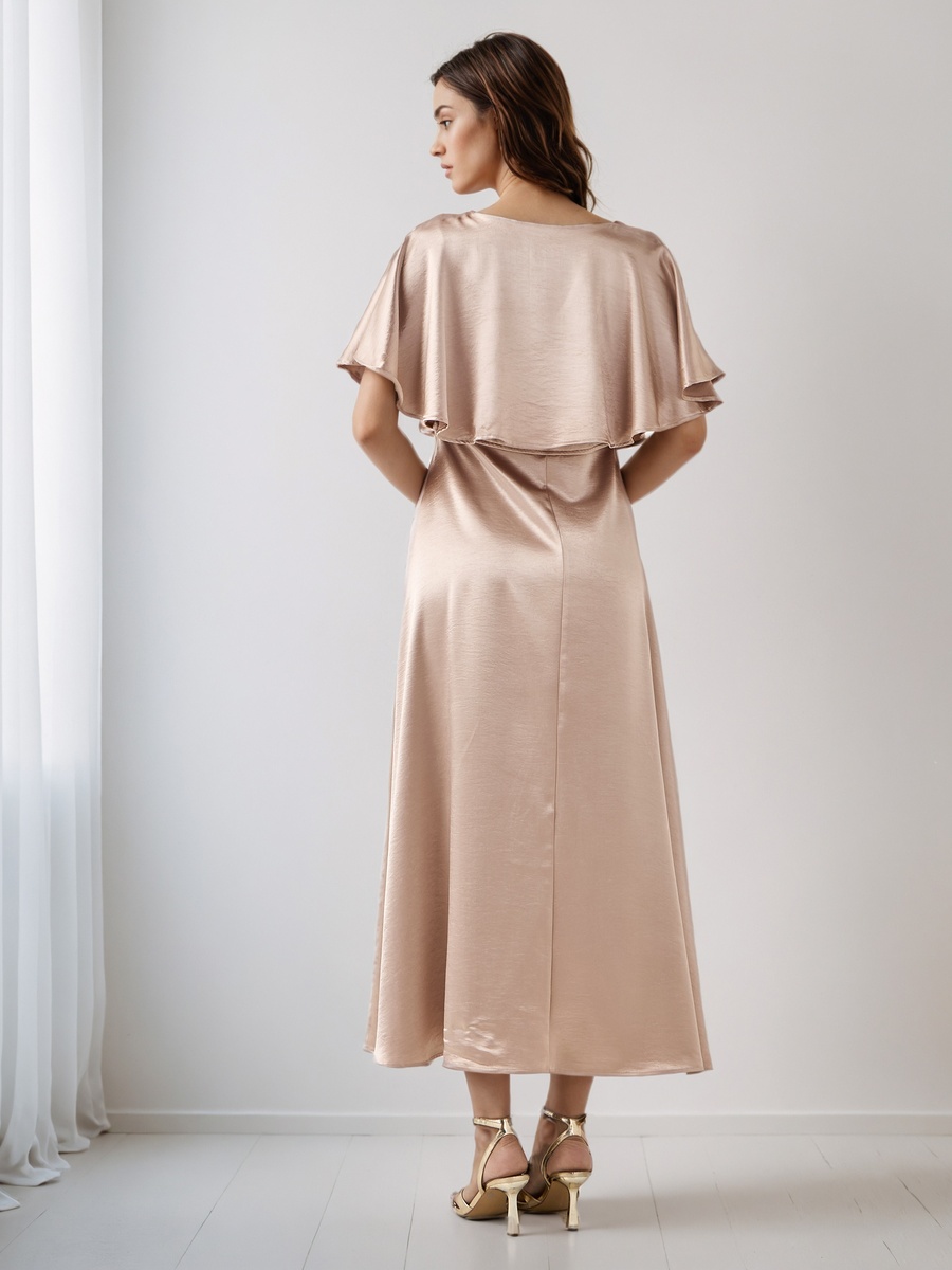 A-Line Maxi Viscose Dress with Overlay