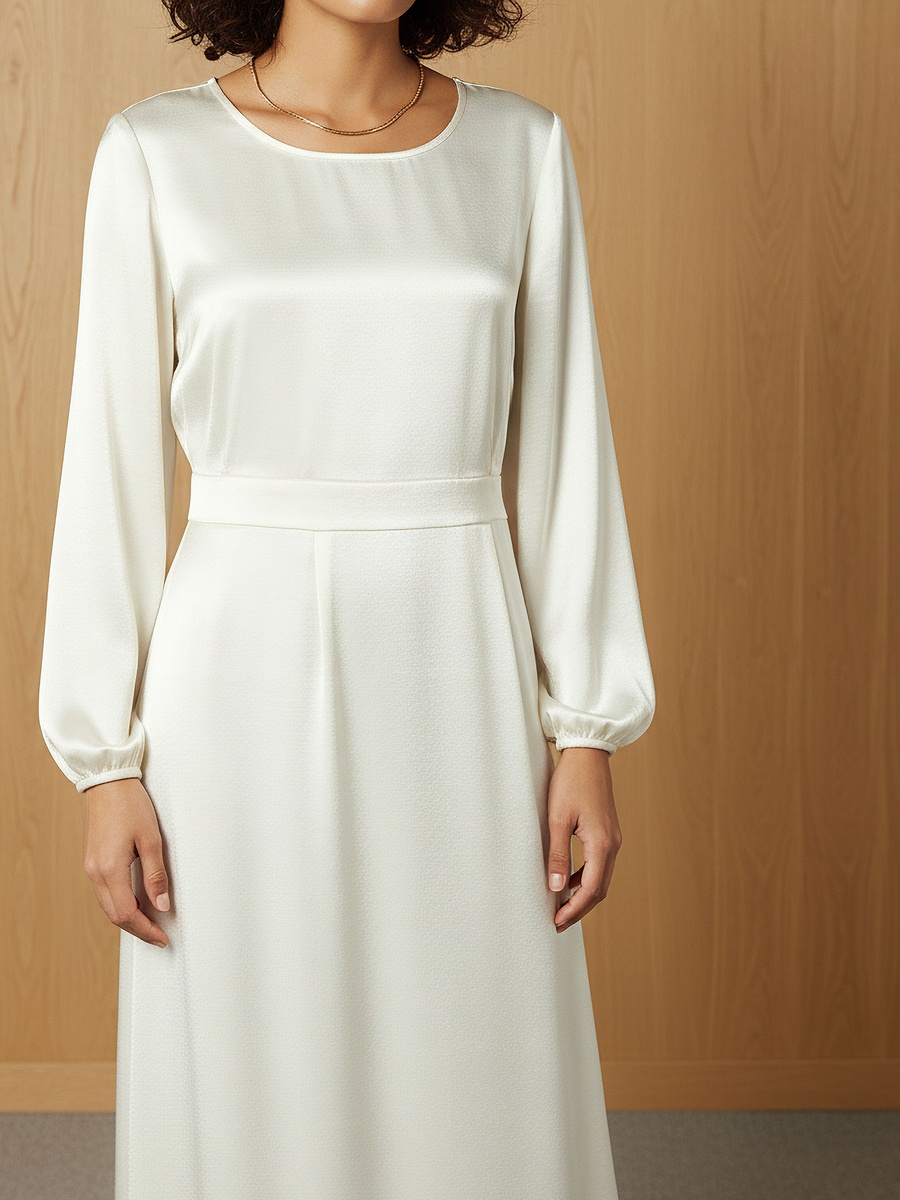 Maxi Satin Dress with Back Slit Detail