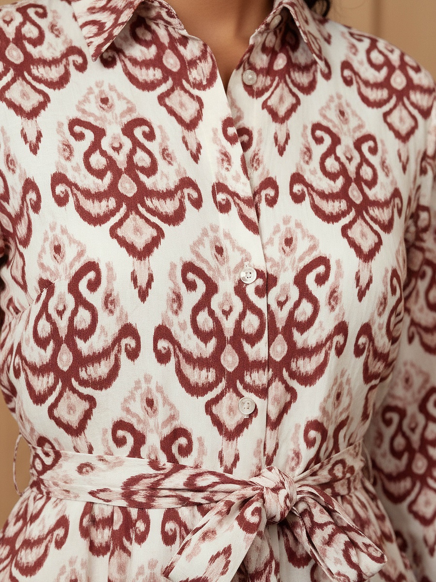 Printed Cotton Dress with High-Low Hemline