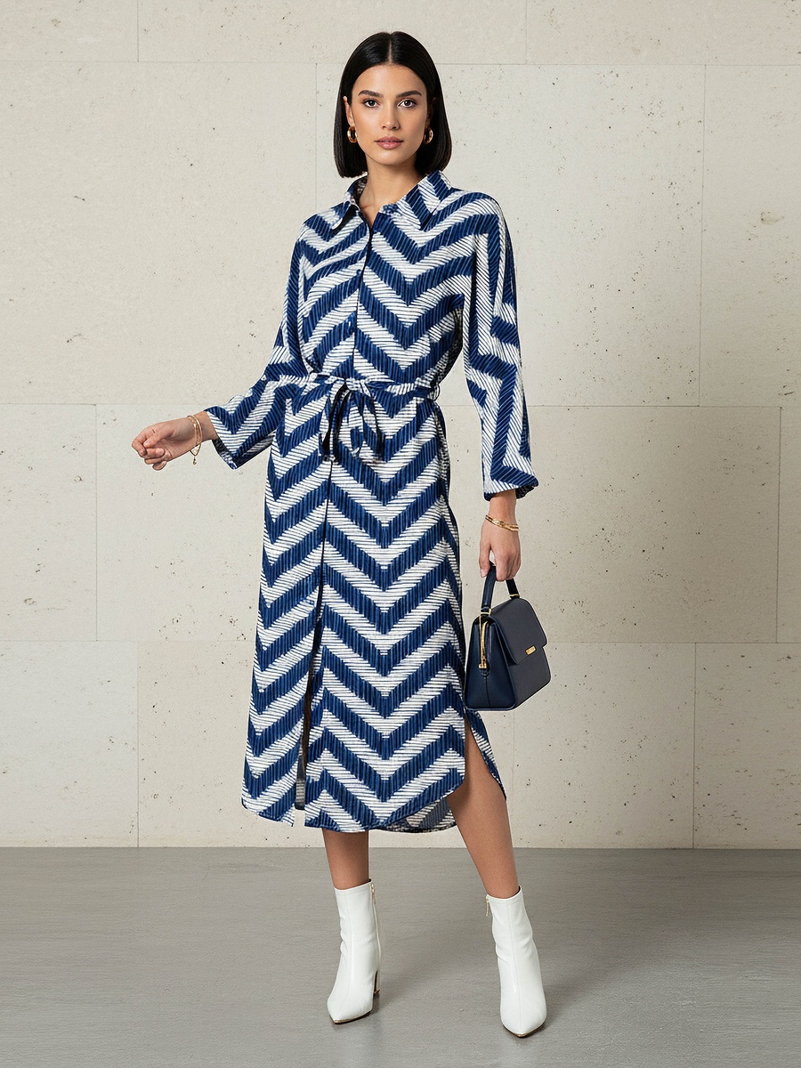 Printed Cotton Dress with High-Low Hemline