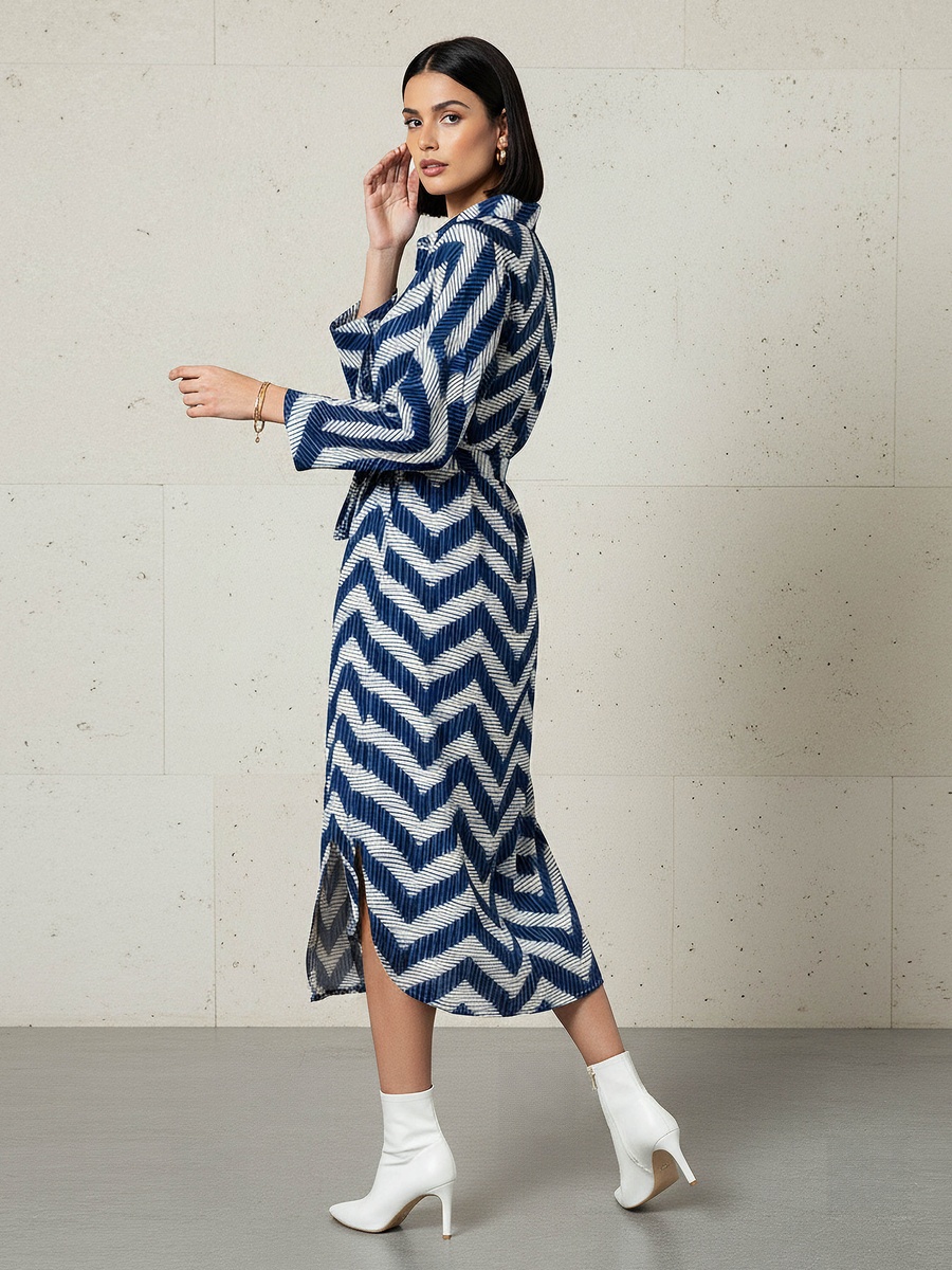 Printed Cotton Dress with High-Low Hemline