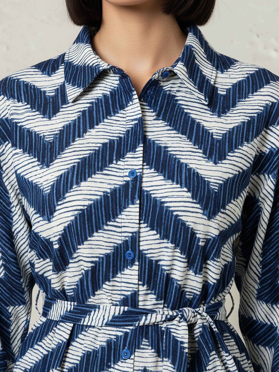 Printed Cotton Dress with High-Low Hemline