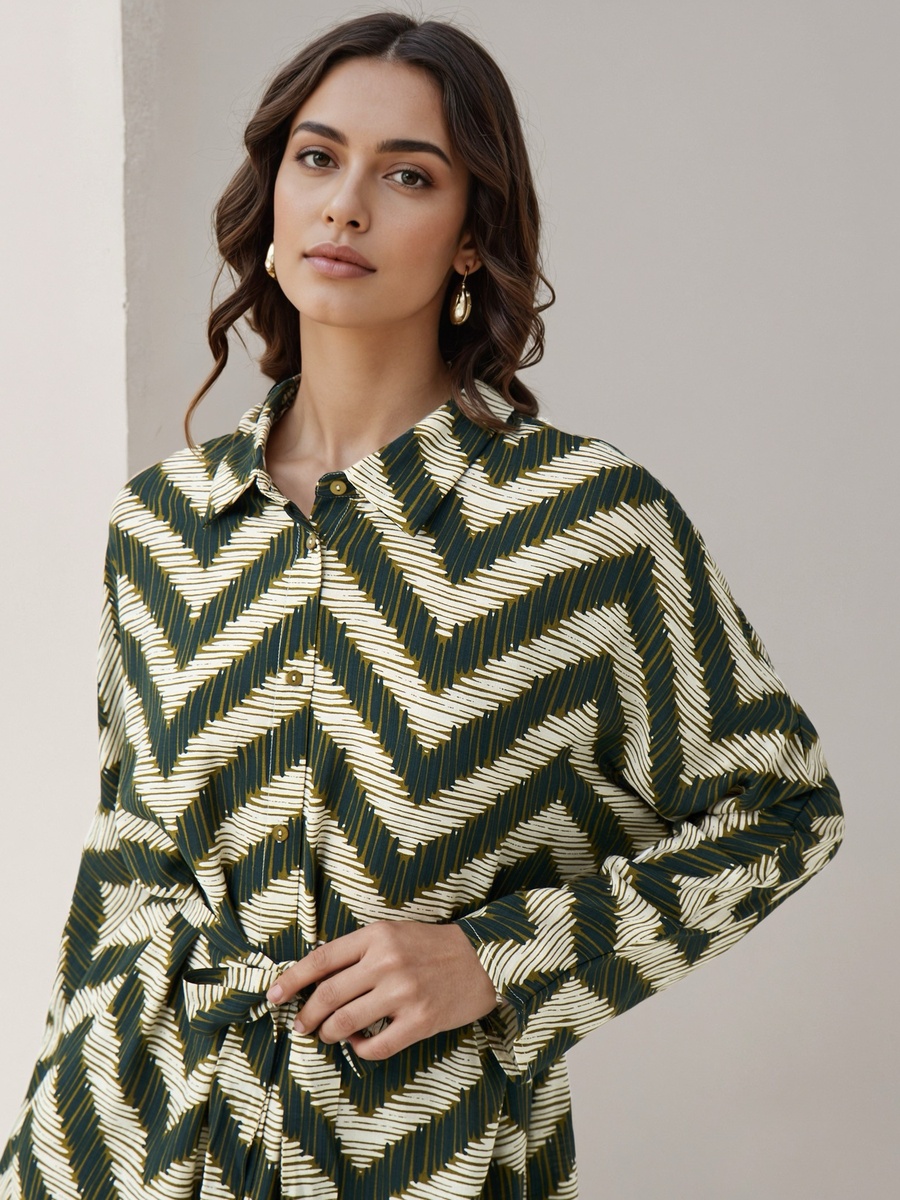 Printed Cotton Dress with High-Low Hemline