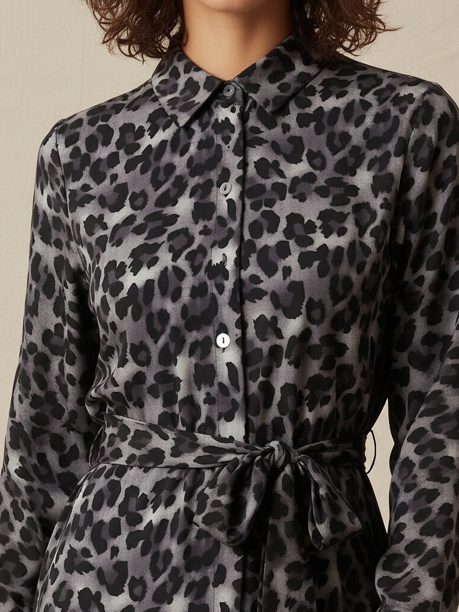 Animal Print Cotton Dress with High-Low Hemline