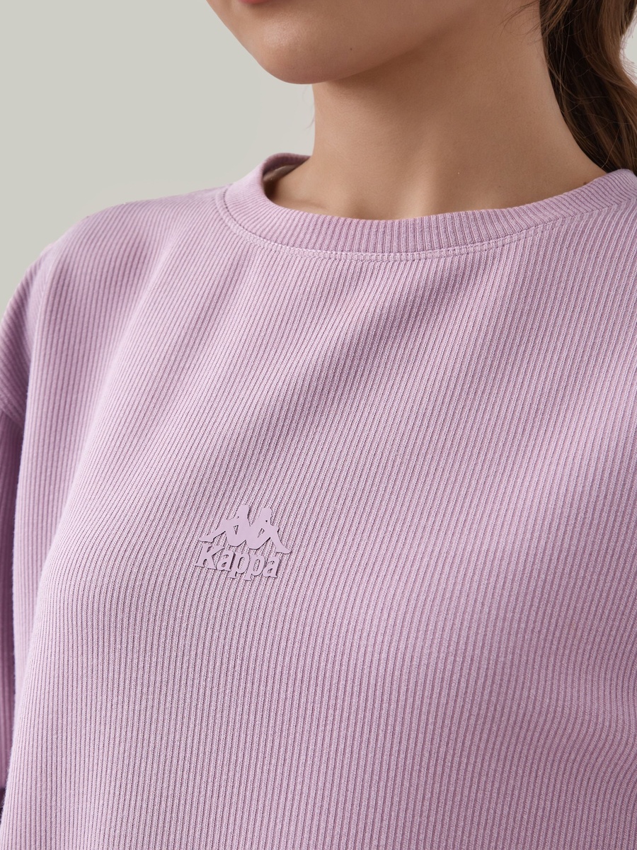 Women Regular Fit Ribbed Sweatshirt