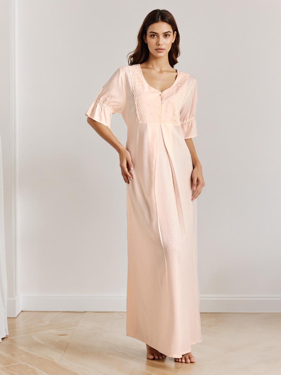 Viscose Night Dress with Embroidery
