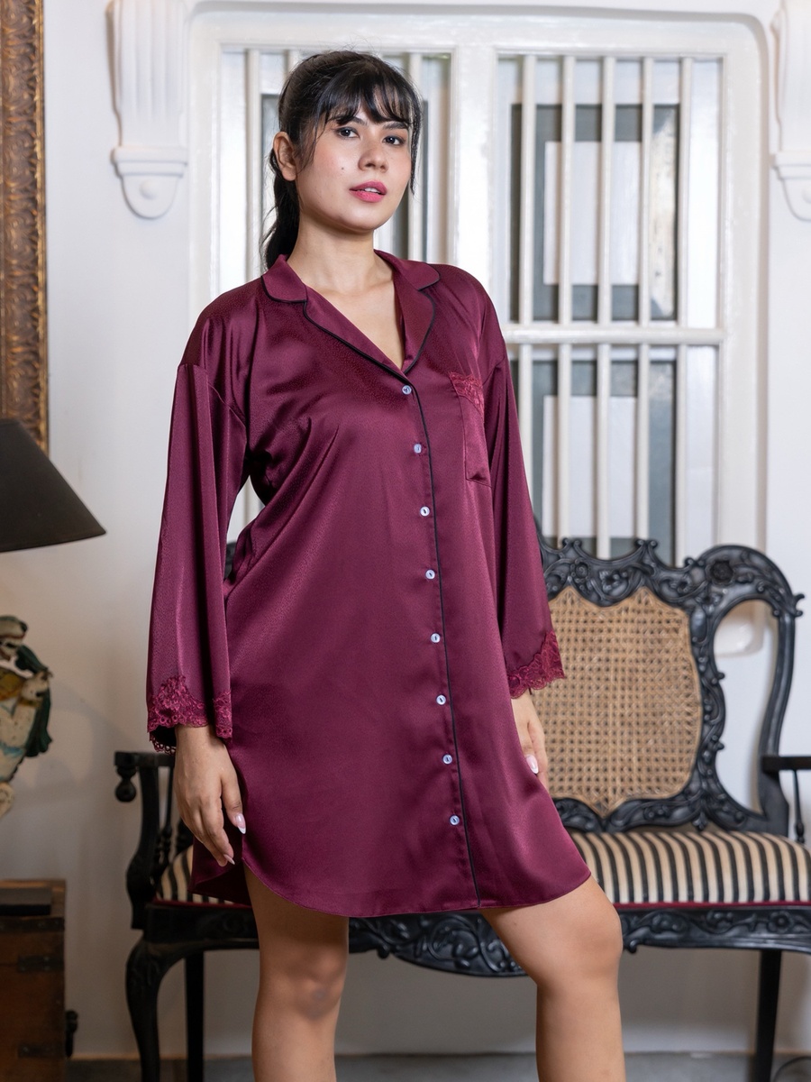 Notch Collar Night Dress