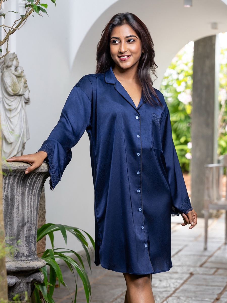 Notch Collar Night Dress