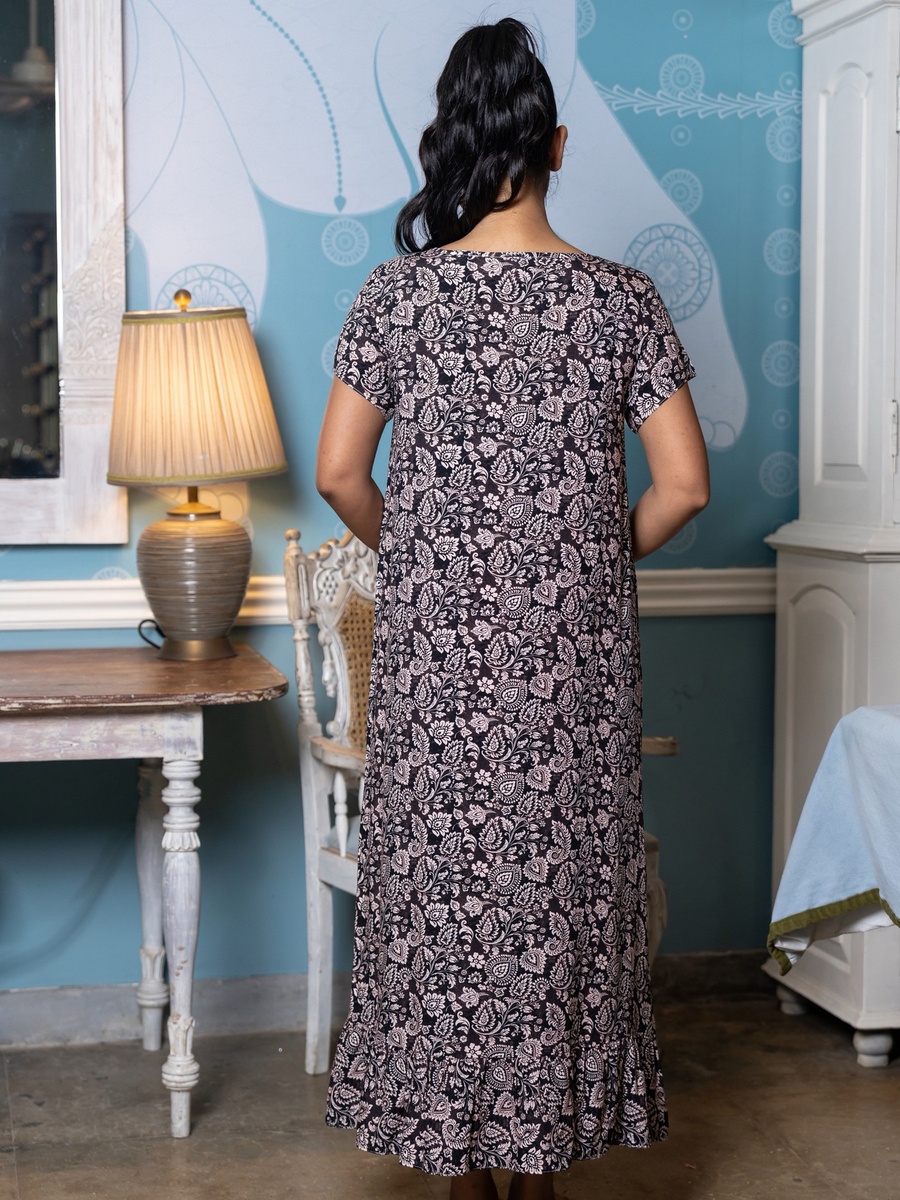 Printed Short Sleeves Night Dress