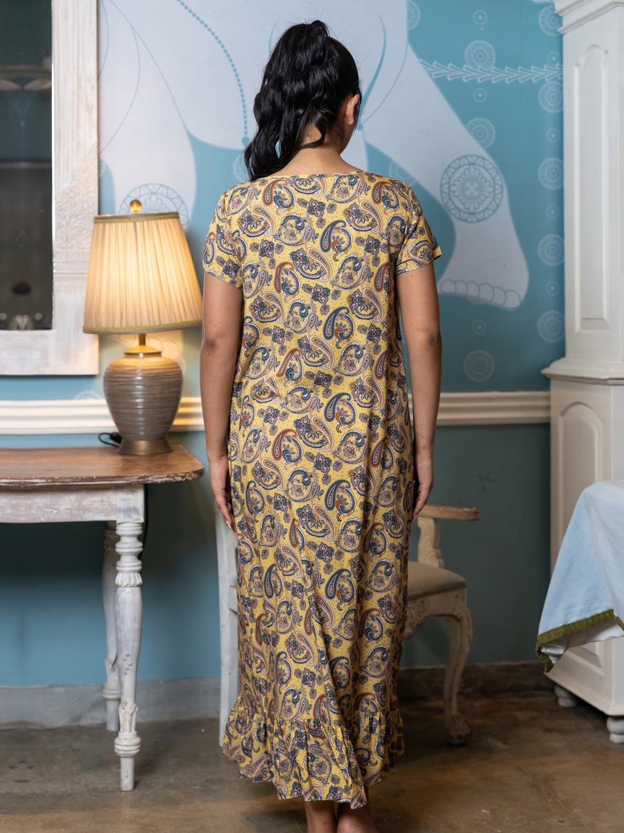 Printed Short Sleeves Night Dress
