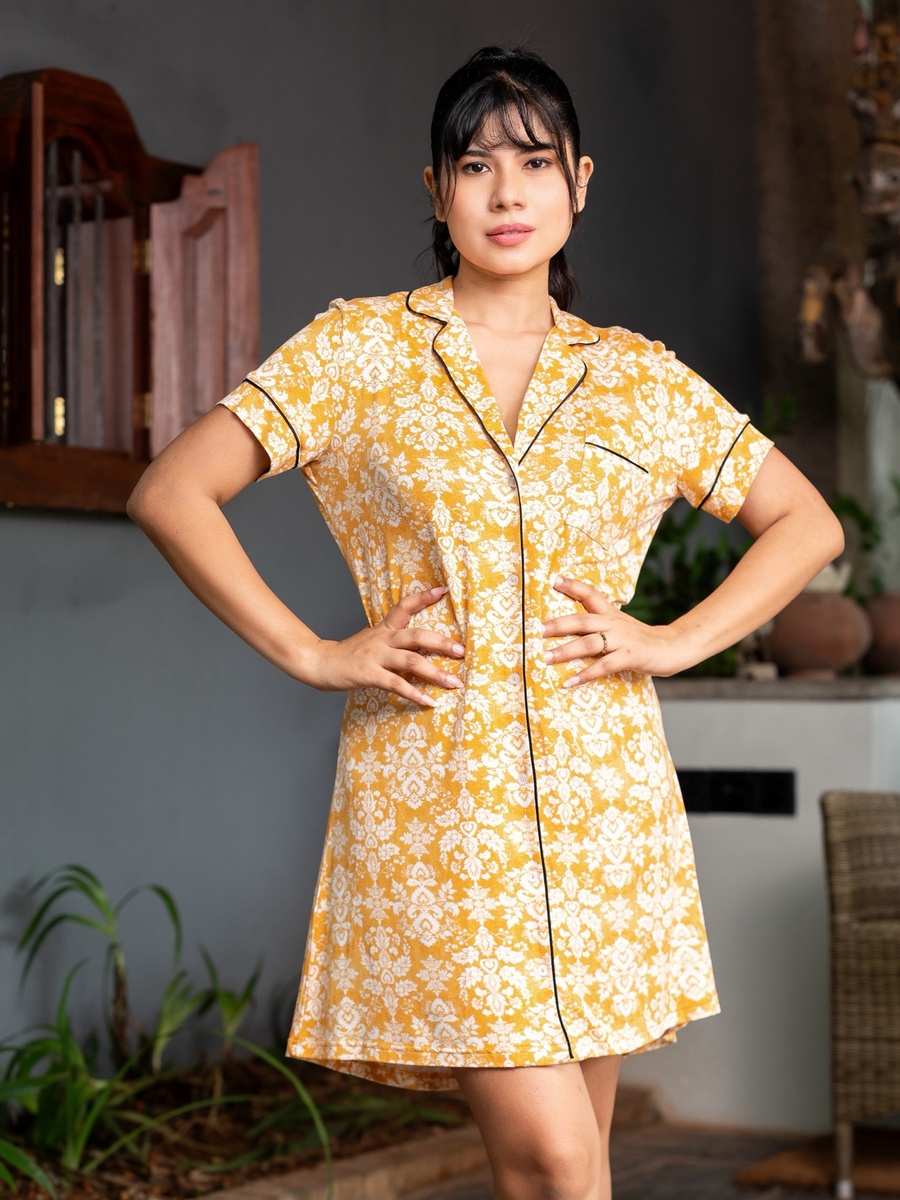 Floral Print Short Sleeves Sleepshirt