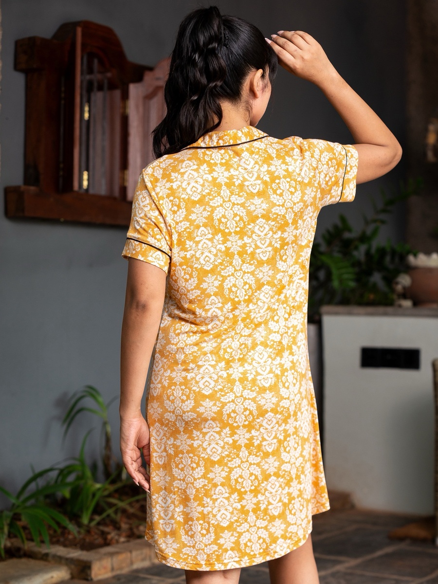 Floral Print Short Sleeves Sleepshirt