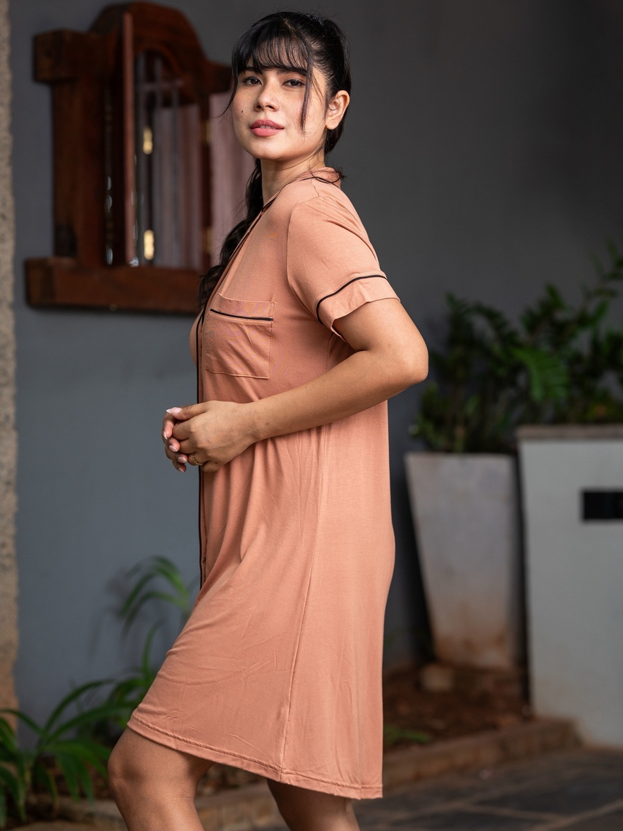 Plain Short Sleeves Sleepshirt