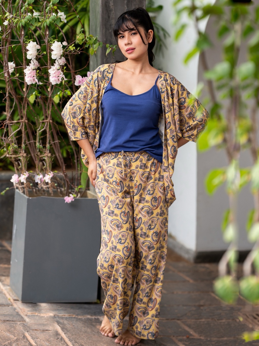 Kimono with Camisole and Pants Pyjama Set 