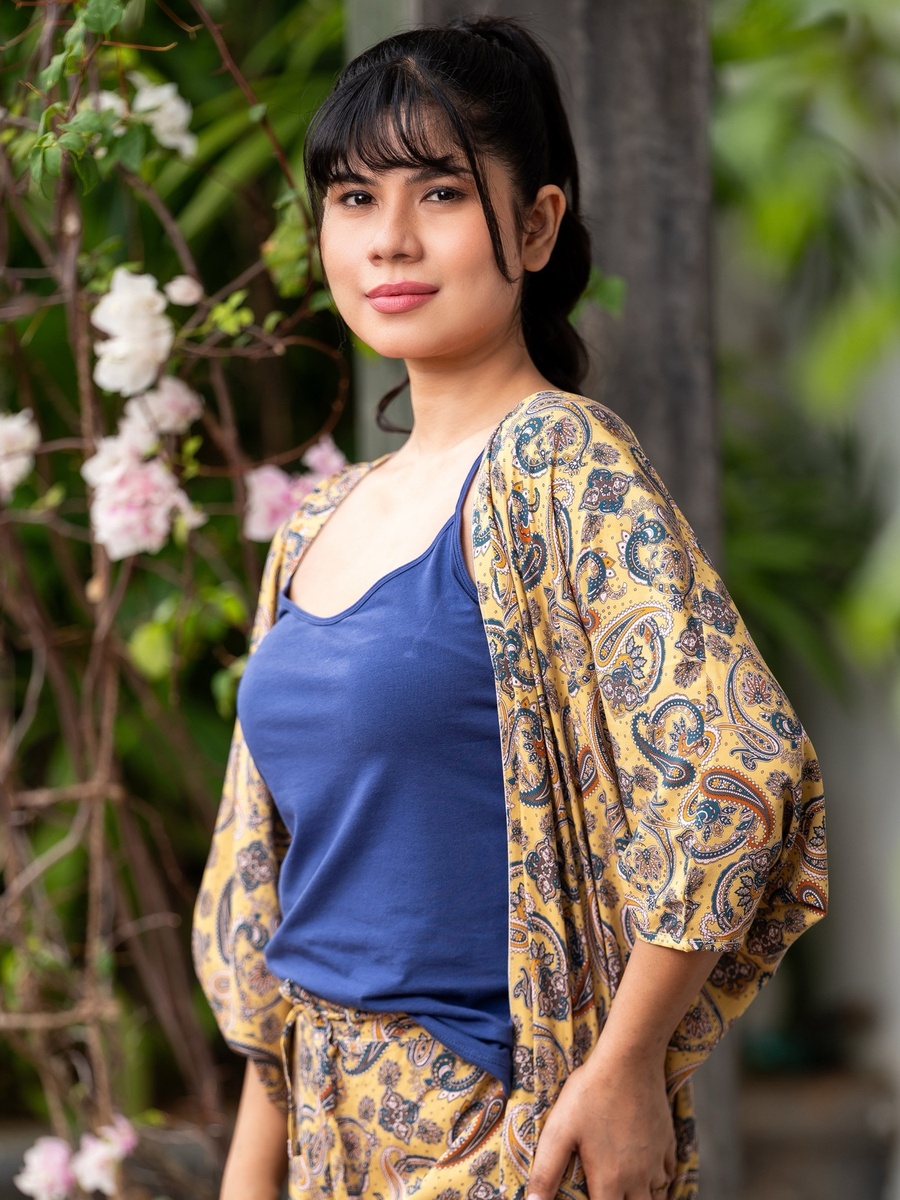 Kimono with Camisole and Pants Pyjama Set 