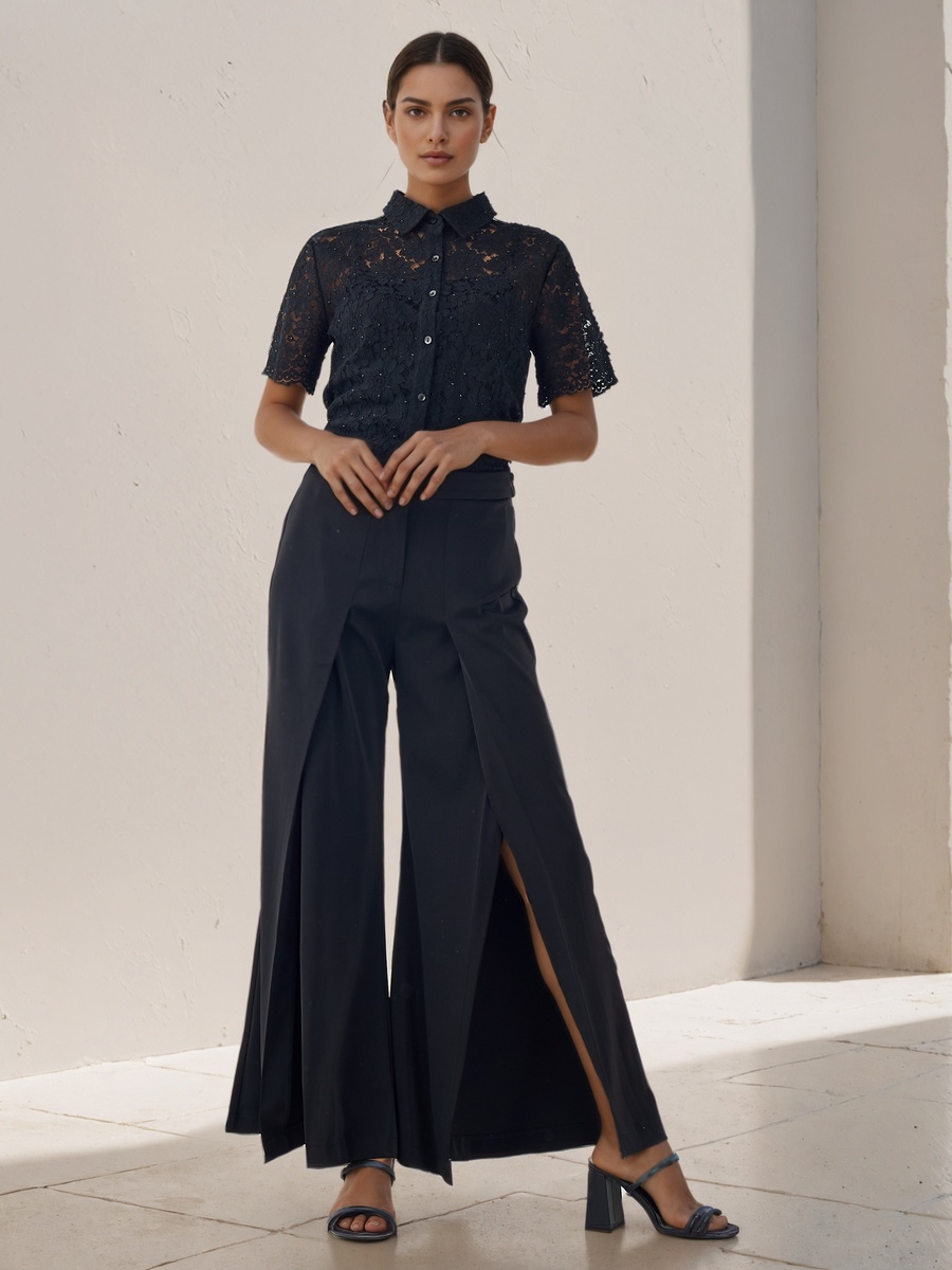 Regular Fit Lace Shirt with Collar