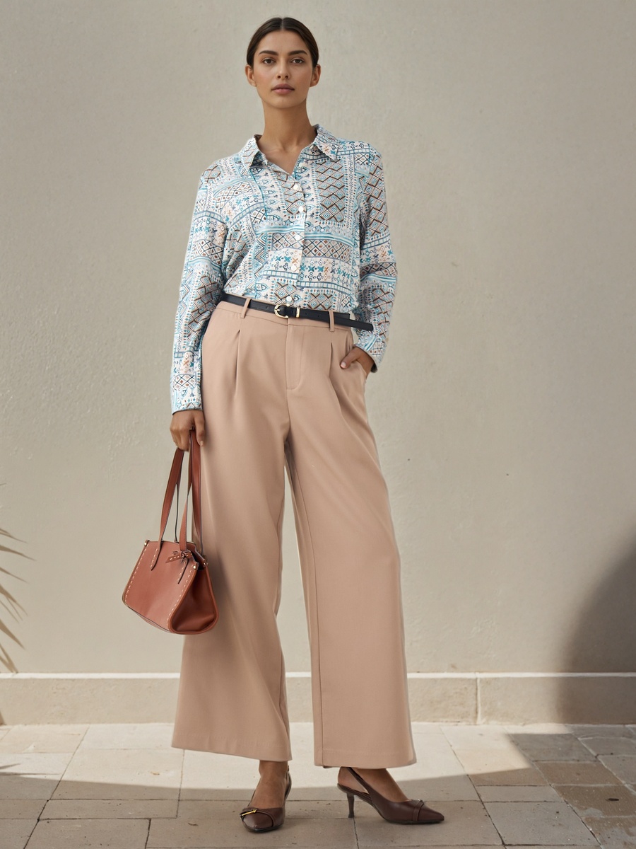 Regular Fit Viscose Printed Shirt with Collar
