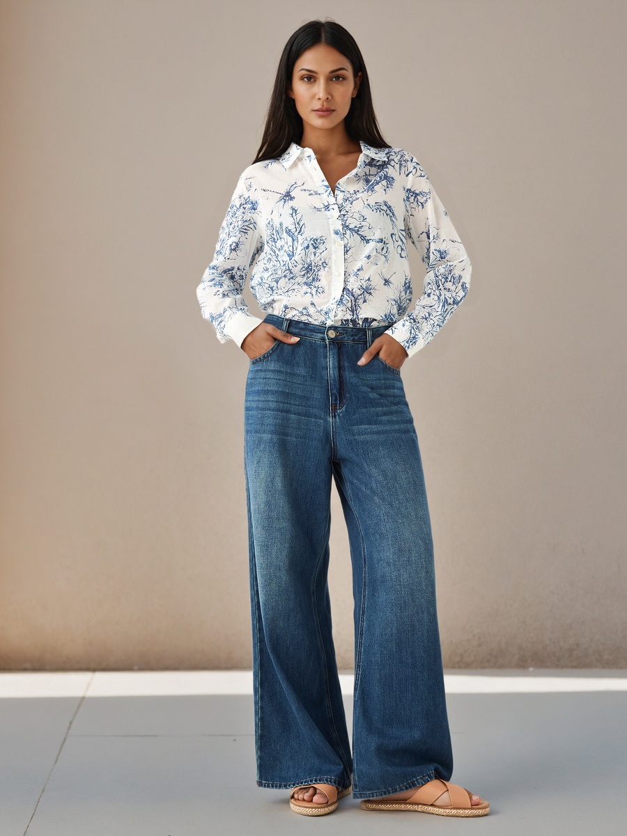 Regular Fit Viscose Printed Shirt with Collar
