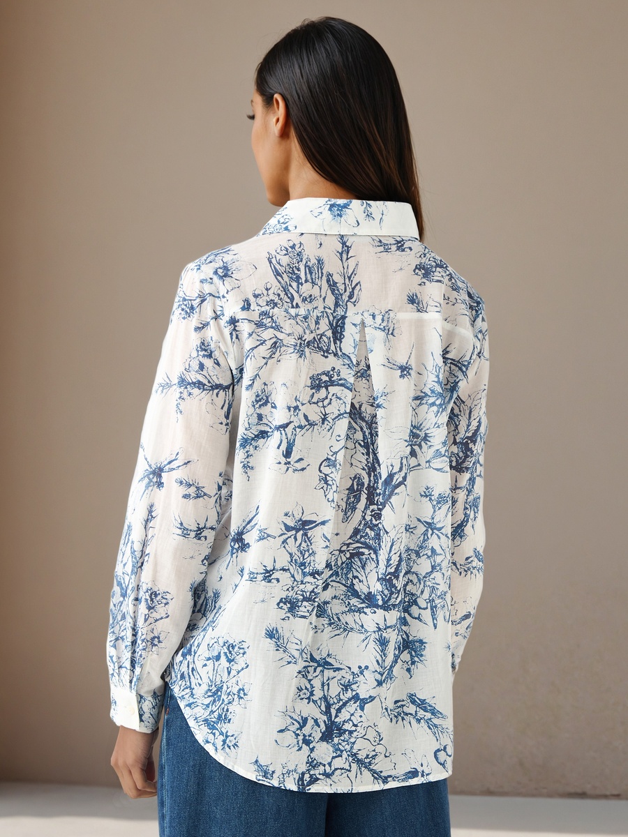 Regular Fit Viscose Printed Shirt with Collar