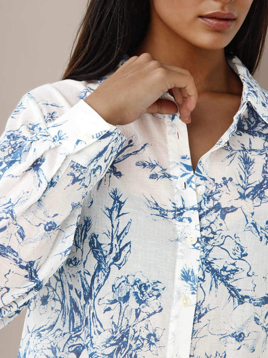 Regular Fit Viscose Printed Shirt with Collar