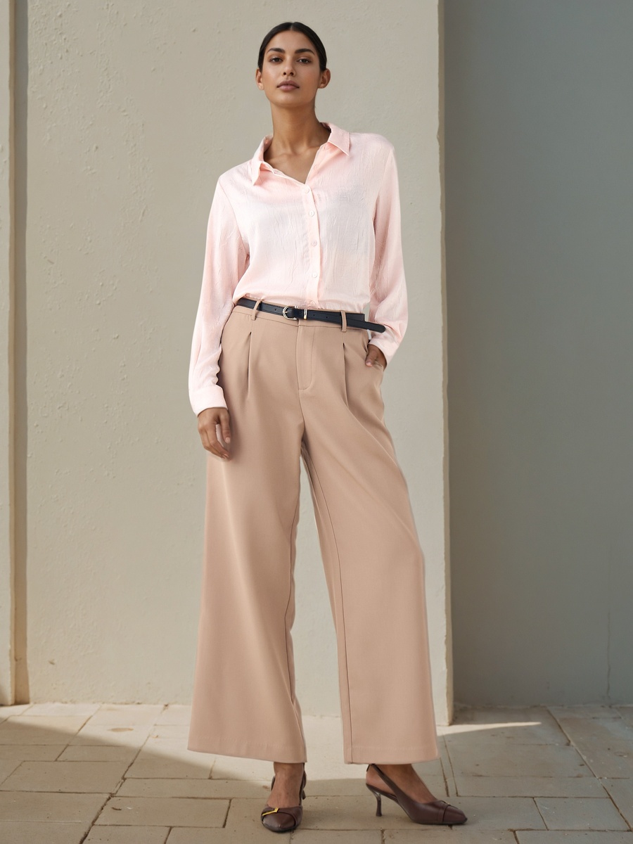 Regular Fit Viscose Textured Shirt with Collar