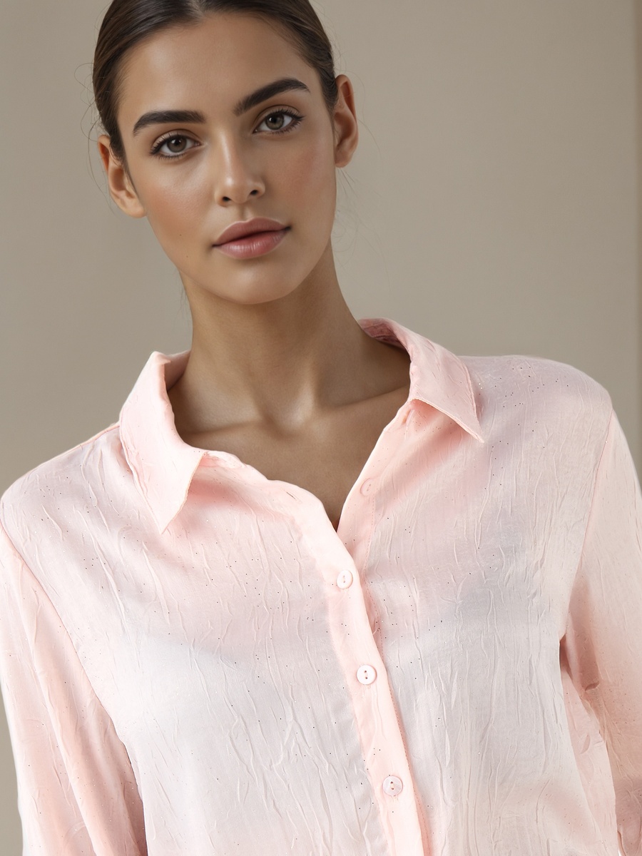 Regular Fit Viscose Textured Shirt with Collar