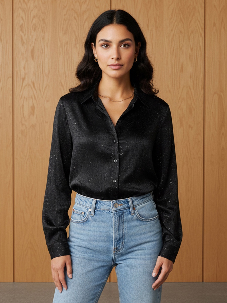 Regular Fit Viscose Textured Shirt with Collar