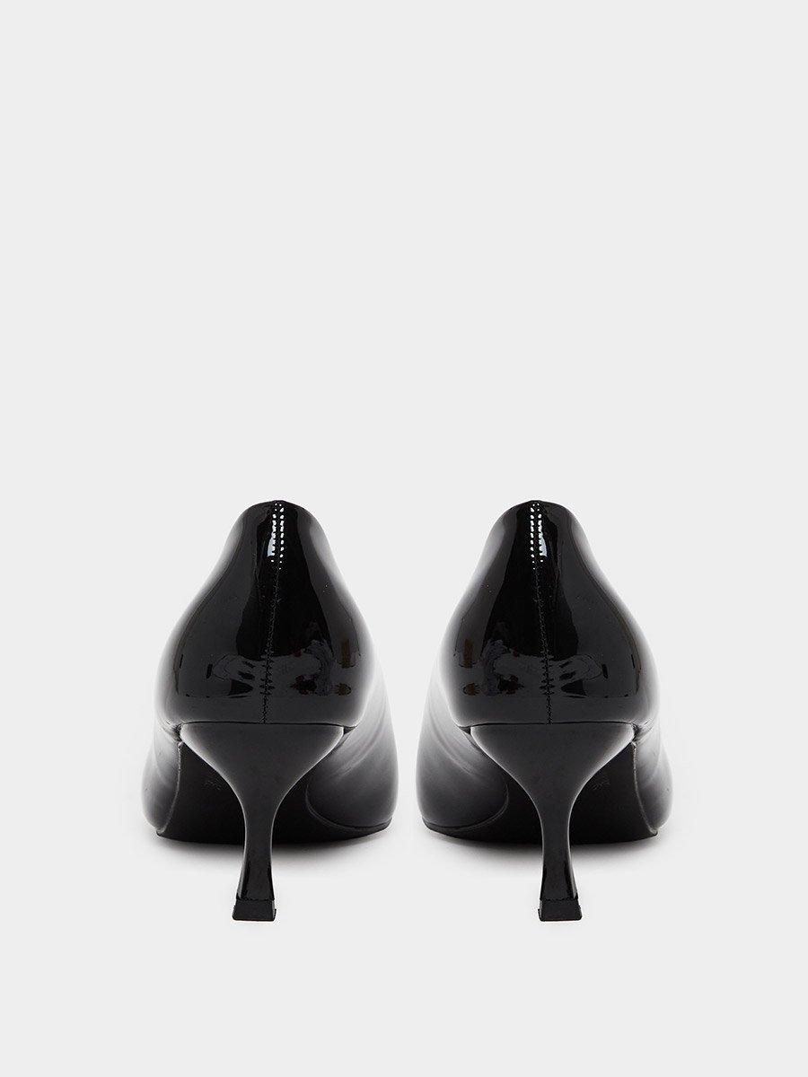 Women Black Patent Toe Cap Court Shoes