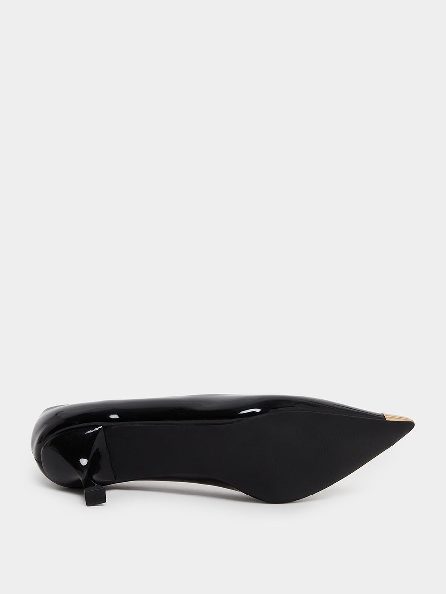 Women Black Patent Toe Cap Court Shoes