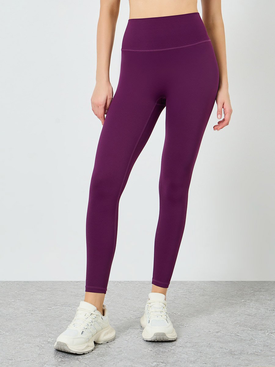 Women Purple Back Cross Sports Bra and Leggings Set