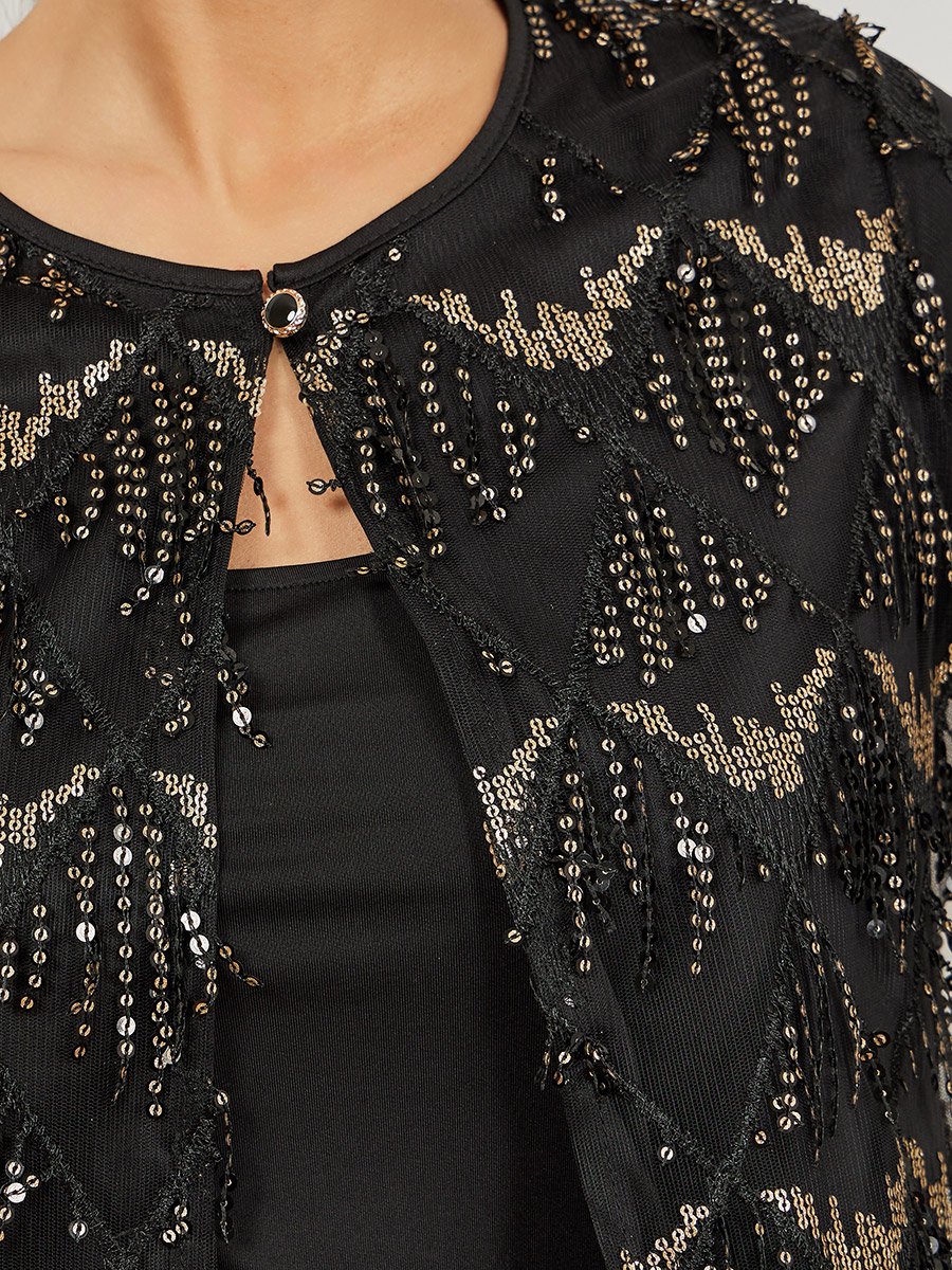 Black Sequin Tassel Jacket