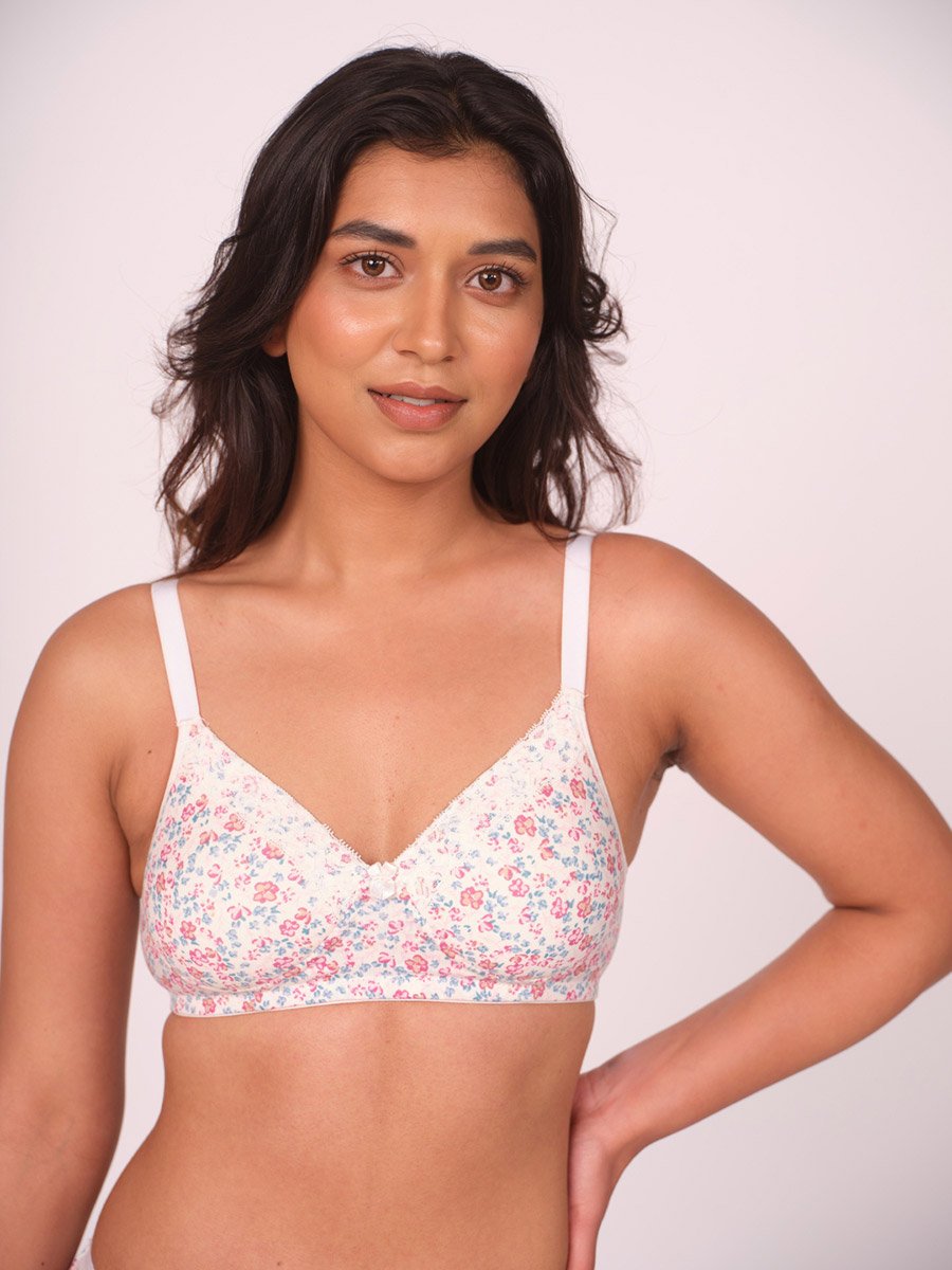 طقم من قطعتين - حمالة صدر قطنية مبطنة خفيفة