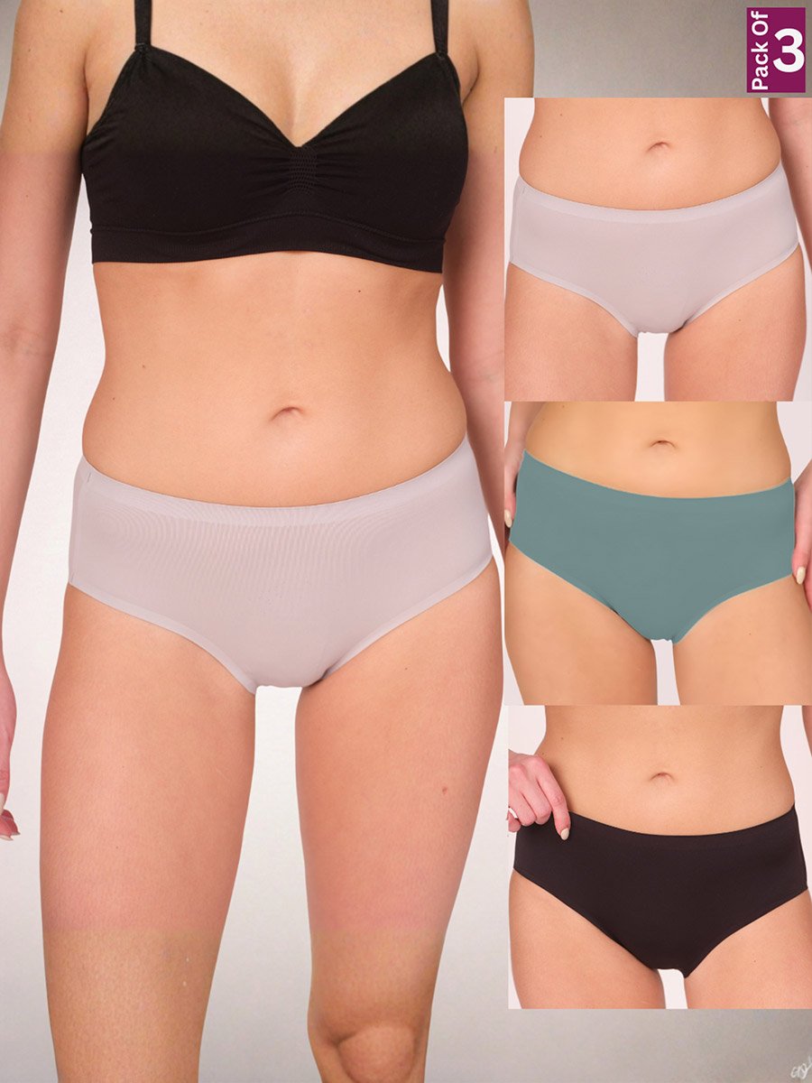 Pack of 3 - Women Solid Comfort Full Briefs