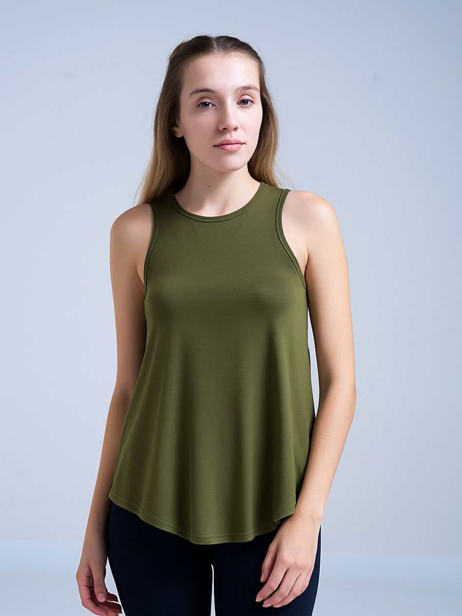 Women Olive Racerback Tank Top
