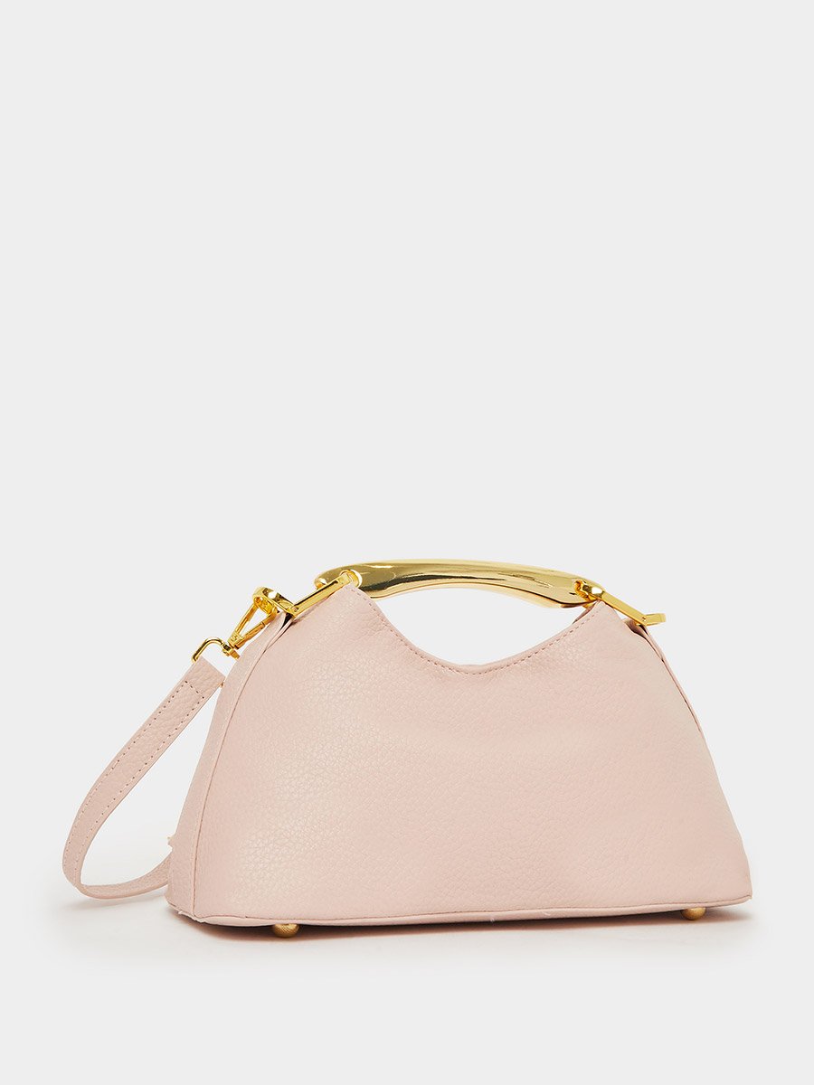 Blush Pink Triangle Handbag with Gold Handle