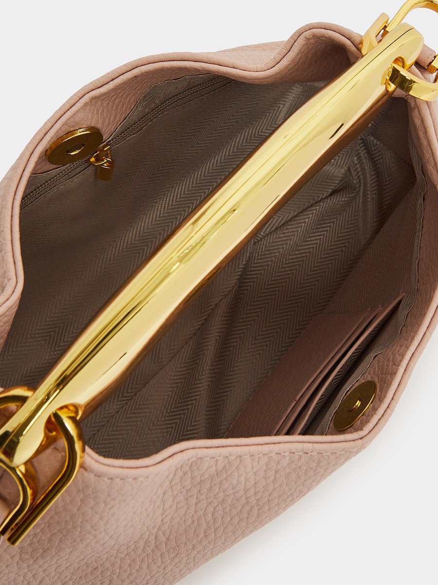 Blush Pink Triangle Handbag with Gold Handle