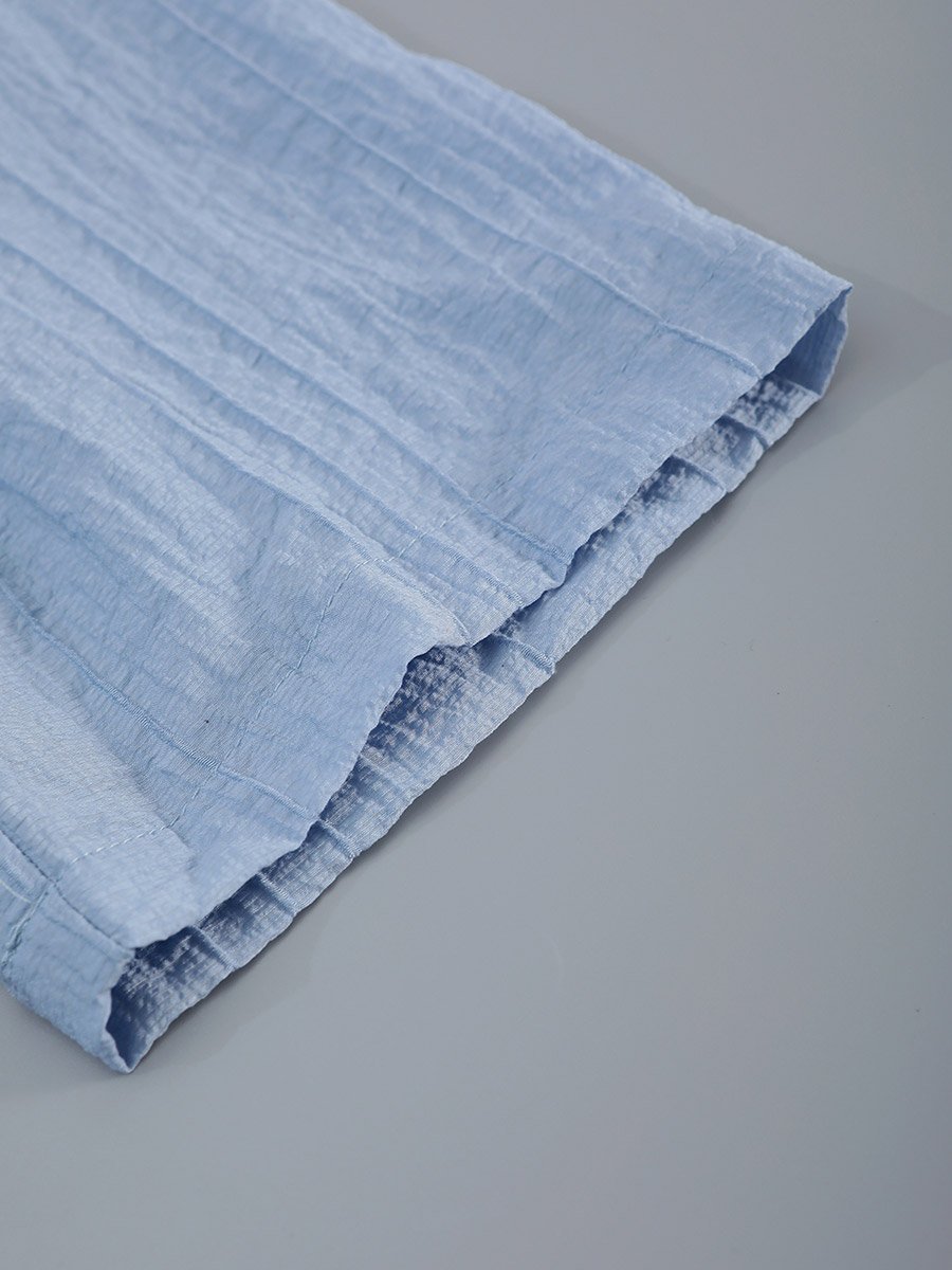 Men Light Blue Textured Mandarin Collar Shirt