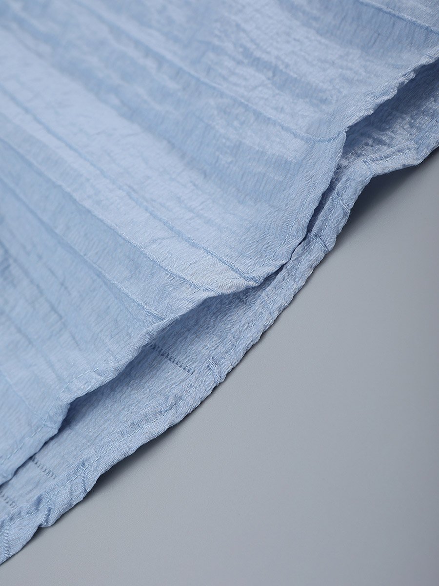 Men Light Blue Textured Mandarin Collar Shirt