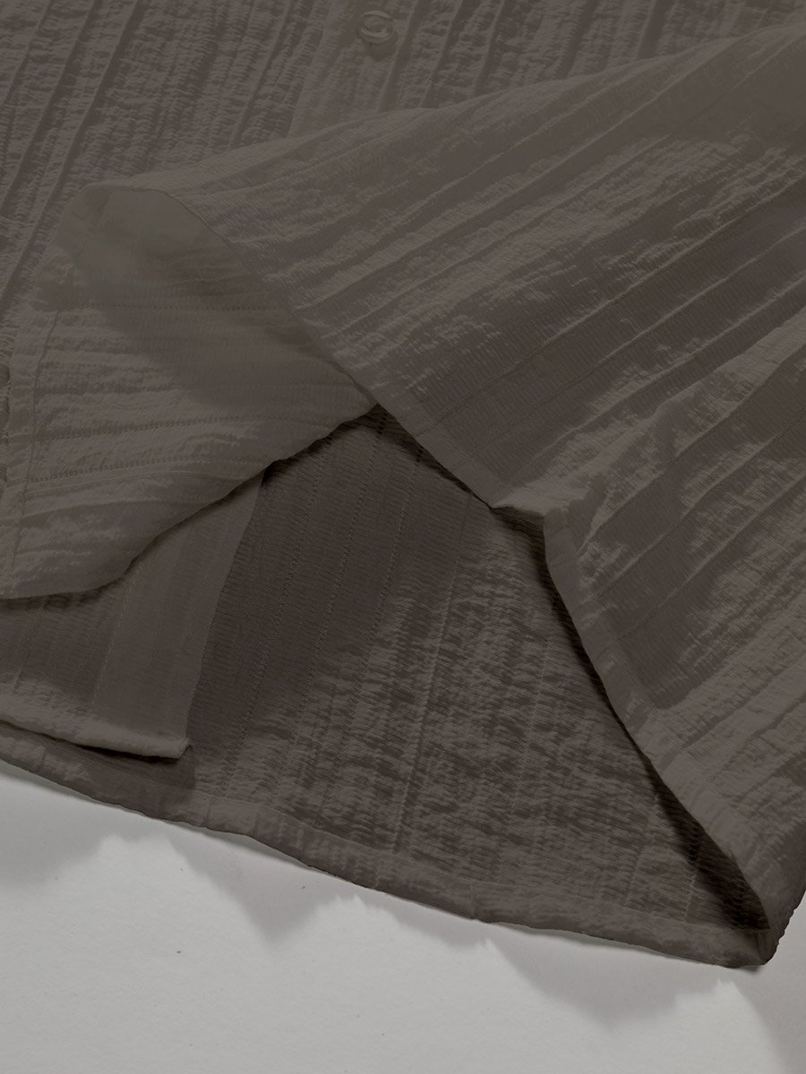 Men Brown Textured Mandarin Collar Shirt