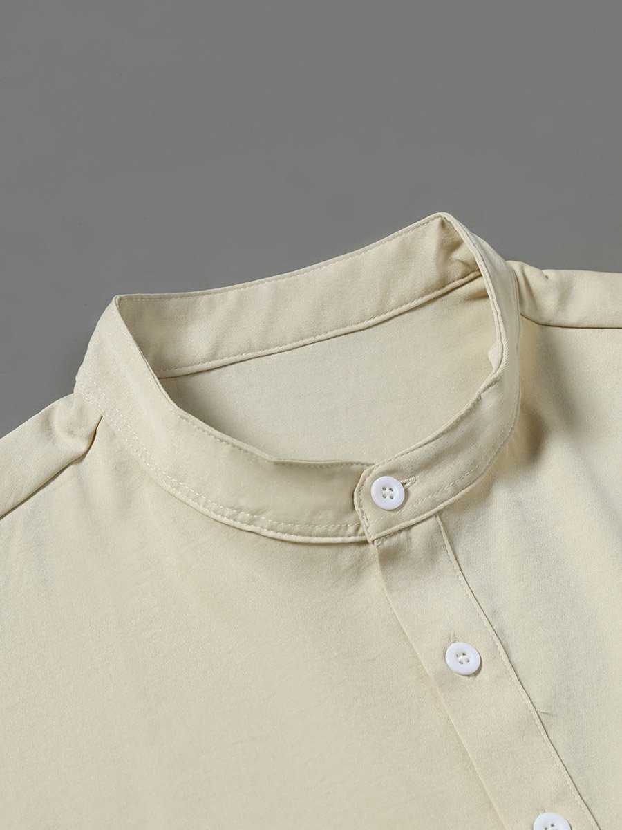 Men Beige Linen Shirt and Trousers Co-Ords
