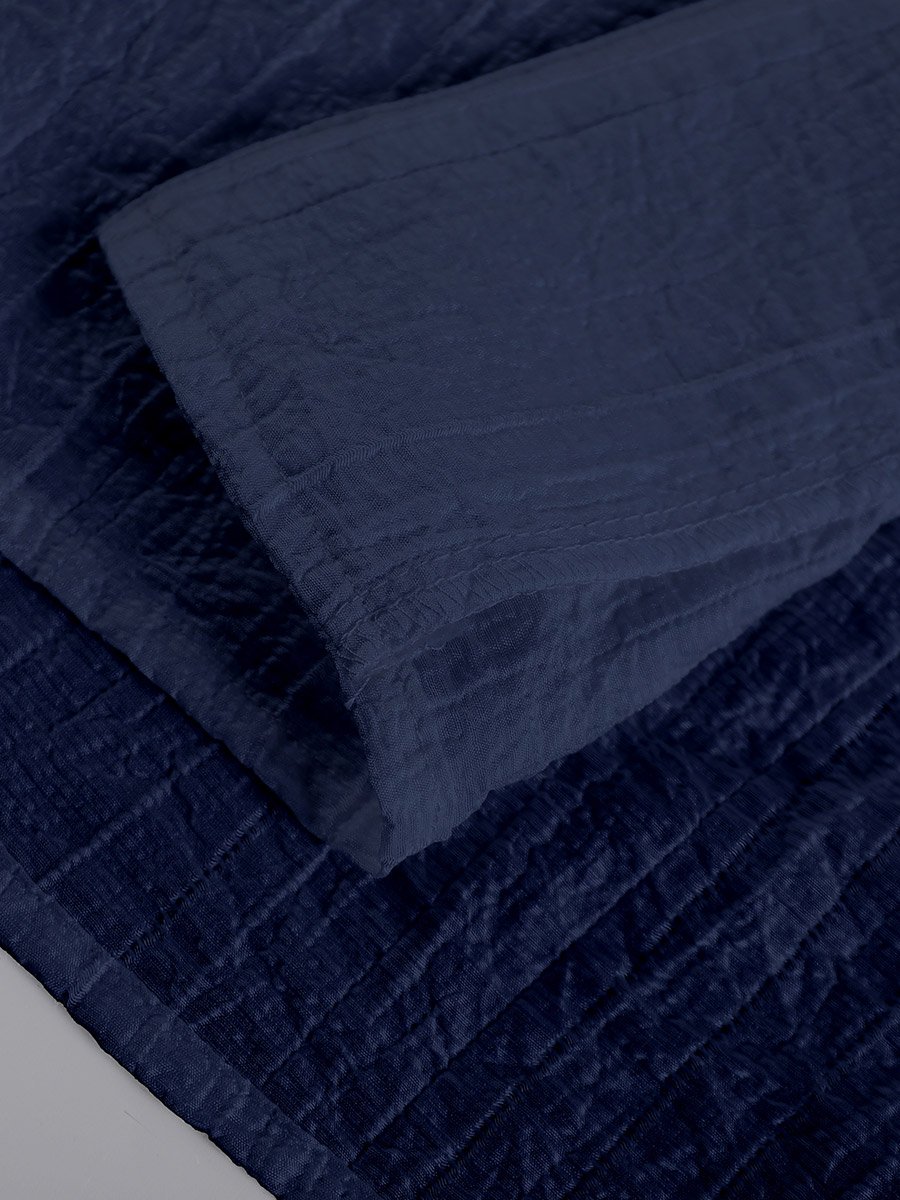 Men Navy Blue Textured Short Sleeve Shirt