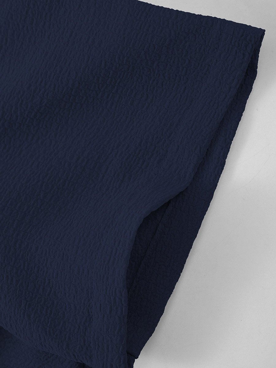 Men Navy Blue Relaxed Shirt and Trousers Co-Ords