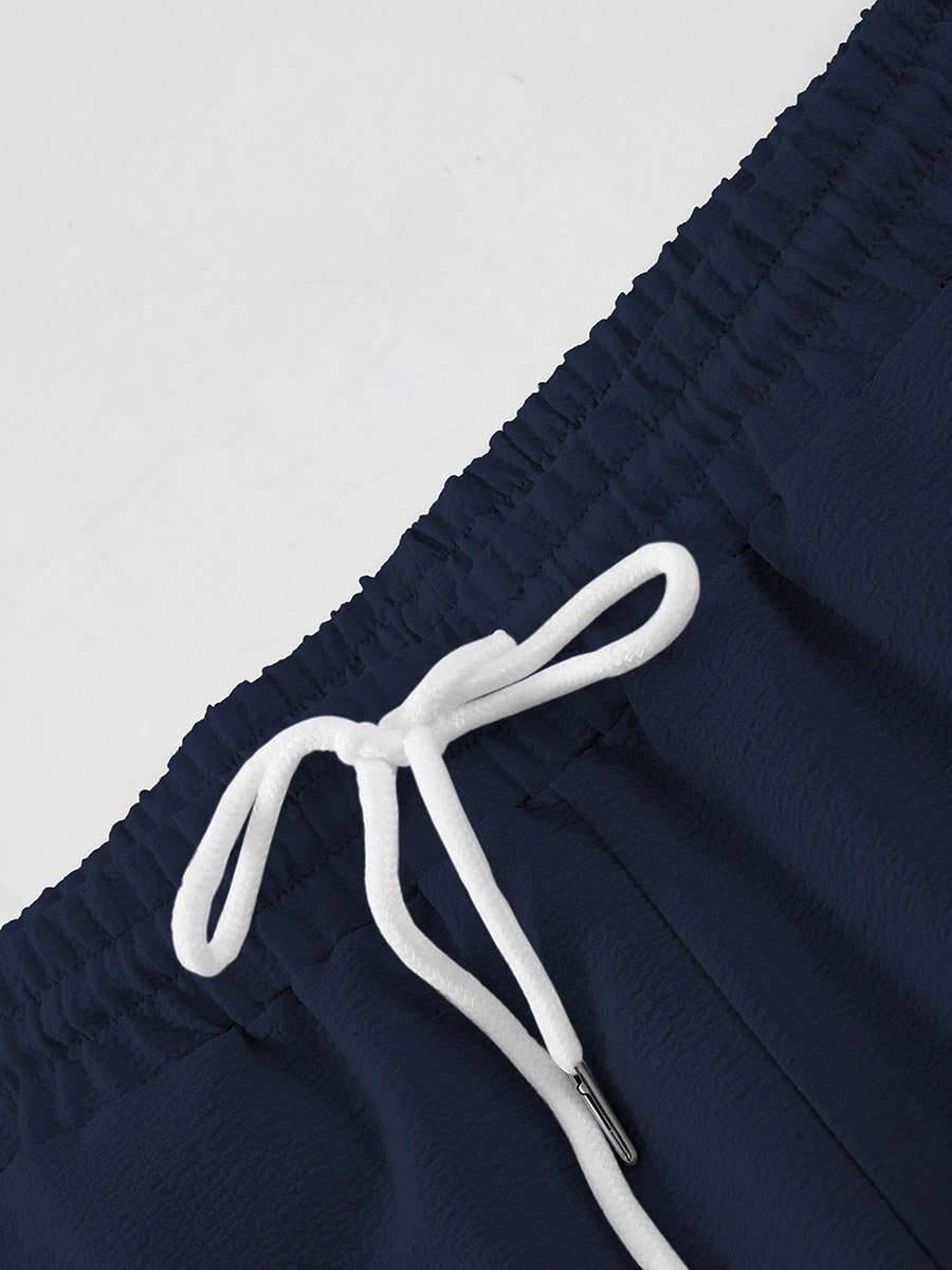 Men Navy Blue Relaxed Shirt and Trousers Co-Ords