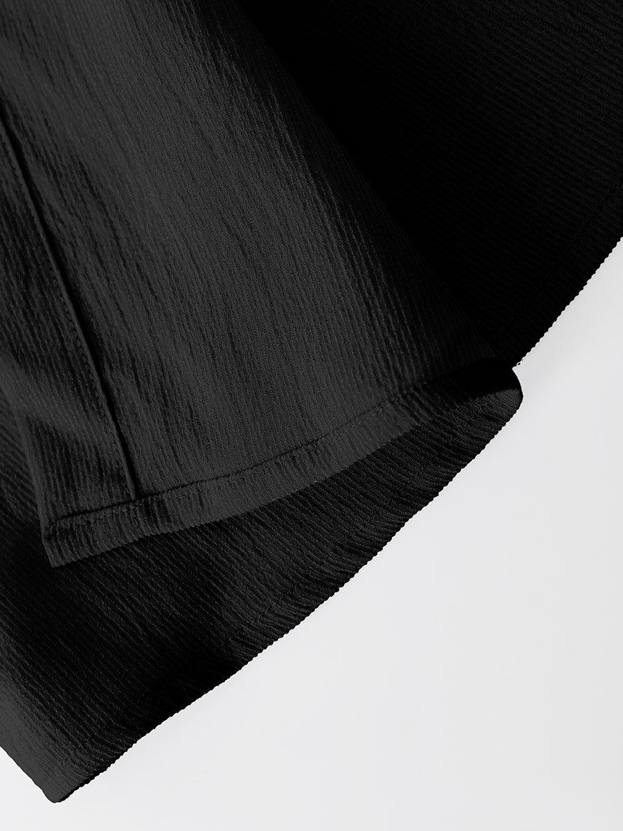 Men Black Textured Shirt and Pants Co-Ords